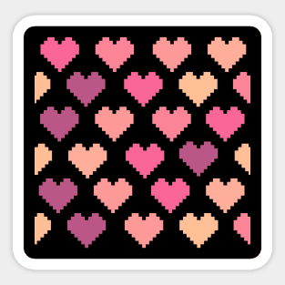 Pixel Pink Hearts Pattern Sticker